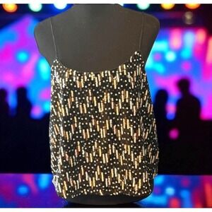 Endless Rose Sequin Cami‎ Top NWT Medium Black Pastel Sparkle Party Tank Cropped
